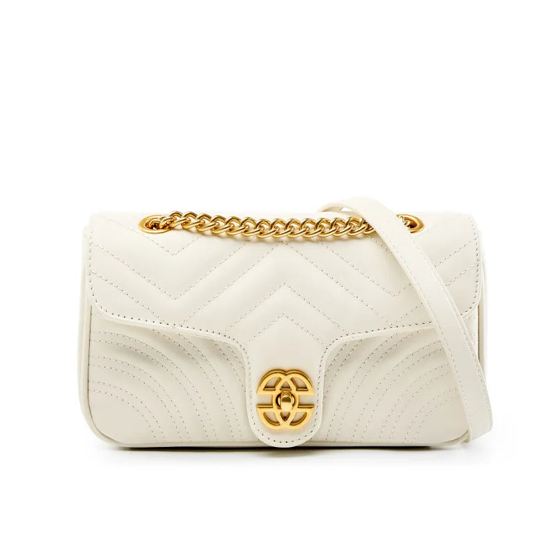 Luxury Genuine Leather Women's Shoulder Bag Crossbody Bag High Quality Cowhide diamond Lattice Pattern Chain Sling Ladies Bag