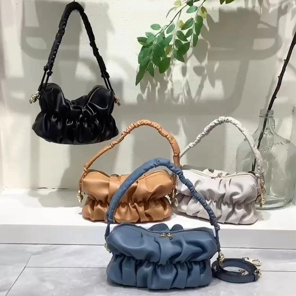 Luxury Woman Shoulder Bags Genuine Leather Designer Handbags Custom logo Cloud Purse Leather Sling Bags for Women
