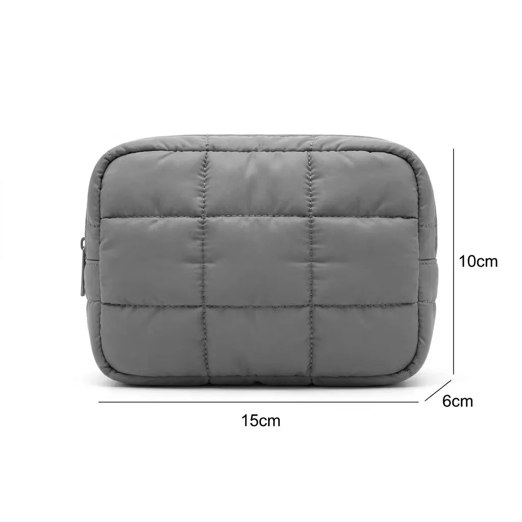 Machine Washable Puffy Quilted Makeup Bag | Shockproof Aesthetic Cloud Cosmetic Bag | Custom Logo Puffer Travel Toiletry Pouch