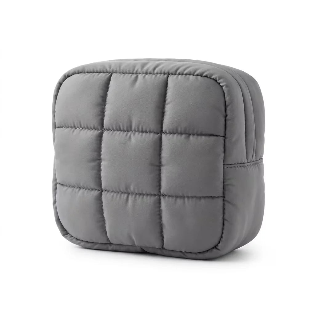 Machine Washable Puffy Quilted Makeup Bag | Shockproof Aesthetic Cloud Cosmetic Bag | Custom Logo Puffer Travel Toiletry Pouch