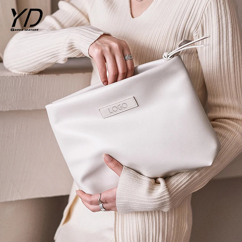 Manufacturer Custom New Style Funky Luxury Flat Zippered Waterproof Portable Travel Pu Leather Make up Makeup Cosmetic Bag