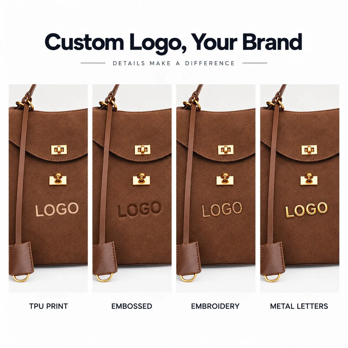 Manufacturer Wholesale Custom Logo Top Handle Satchel Shoulder Tote Crossbody Bag in PU Suede for Women Work Travel Everyday