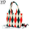 Manufacturer's Direct Sales Niche Design Contrasting Ripple Knitted Shoulder Bag Large Capacity Handbag