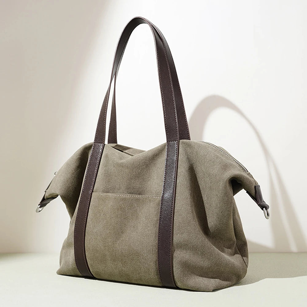 Manufacturers Custom Wholesale OEM Lady Everyday Casual High Quality Canvas Large Capacity Women Shoulder Tote Bags