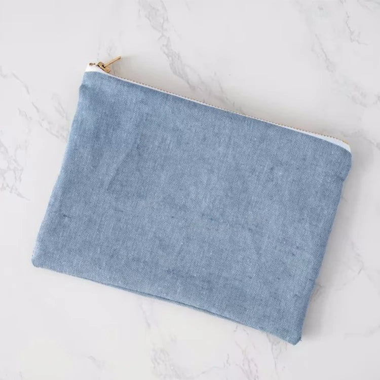Manufacturing Promotional Small Cosmetic Bag Blue Denim Zipper Pouch for Cosmetics Light Denim Cosmetic Bag Set