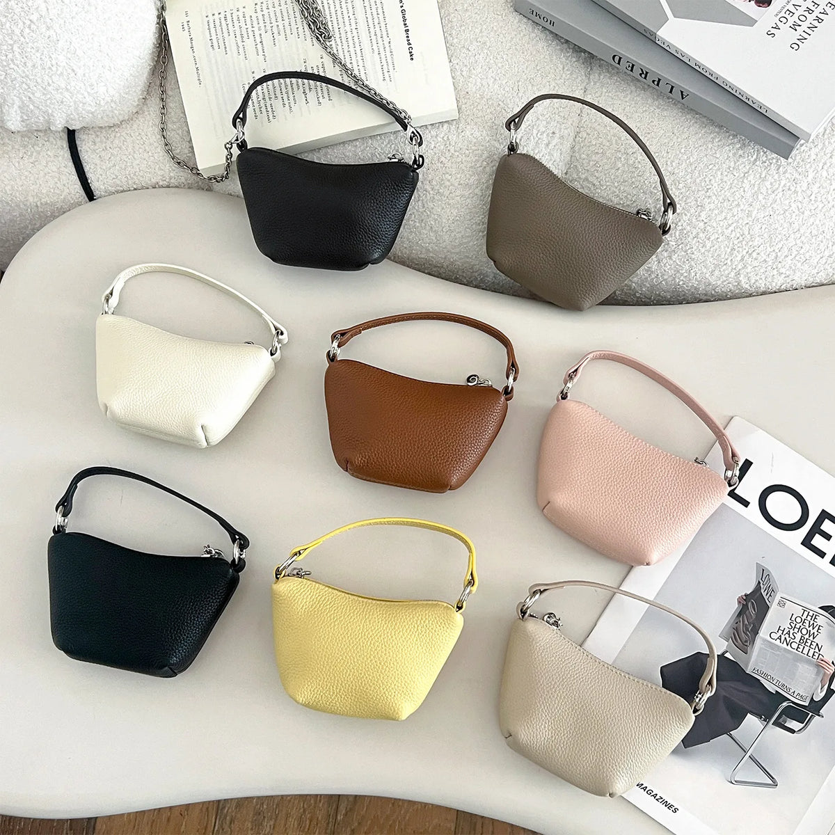 Mini Bags Coin Purse Genuine Leather Chain Strap Small Bags Women's Crossbody Bags Soft Cowhide Handbag
