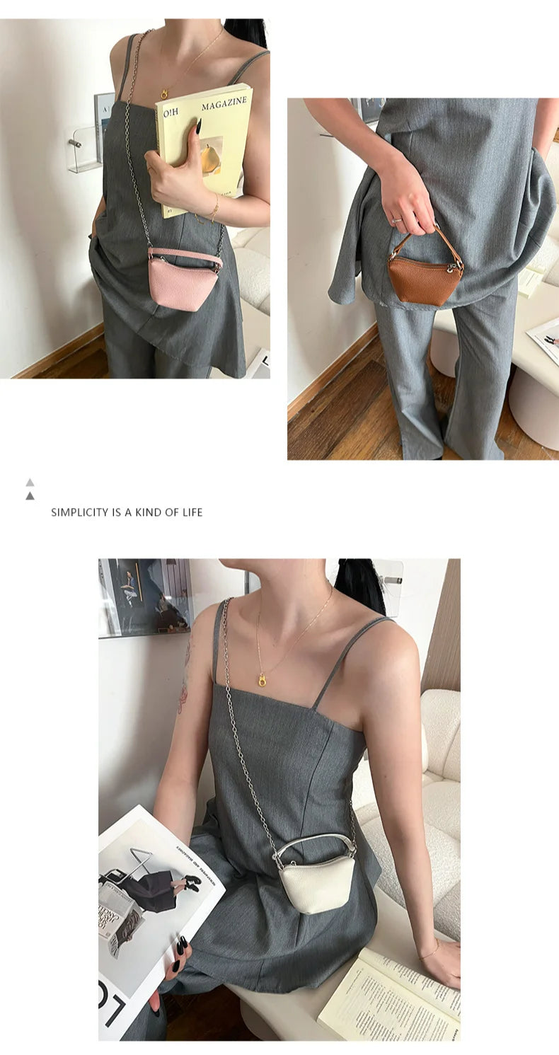 Mini Bags Coin Purse Genuine Leather Chain Strap Small Bags Women's Crossbody Bags Soft Cowhide Handbag