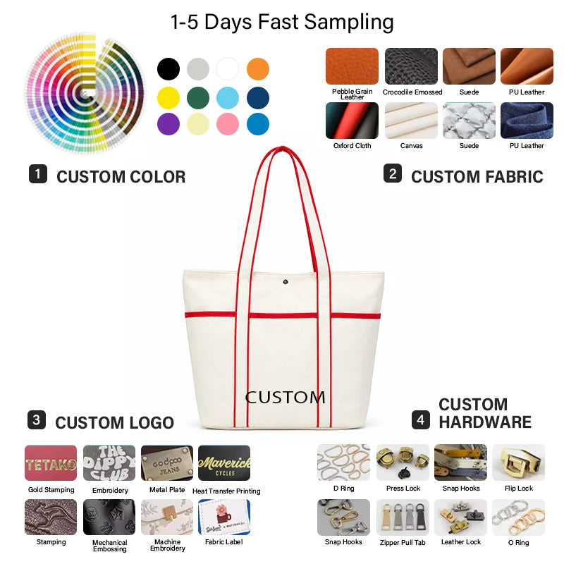Minimalist Canvas Laptop Tote Bag with Contrast Trim | Large Capacity Office Handbag | 7-10 Days Samples