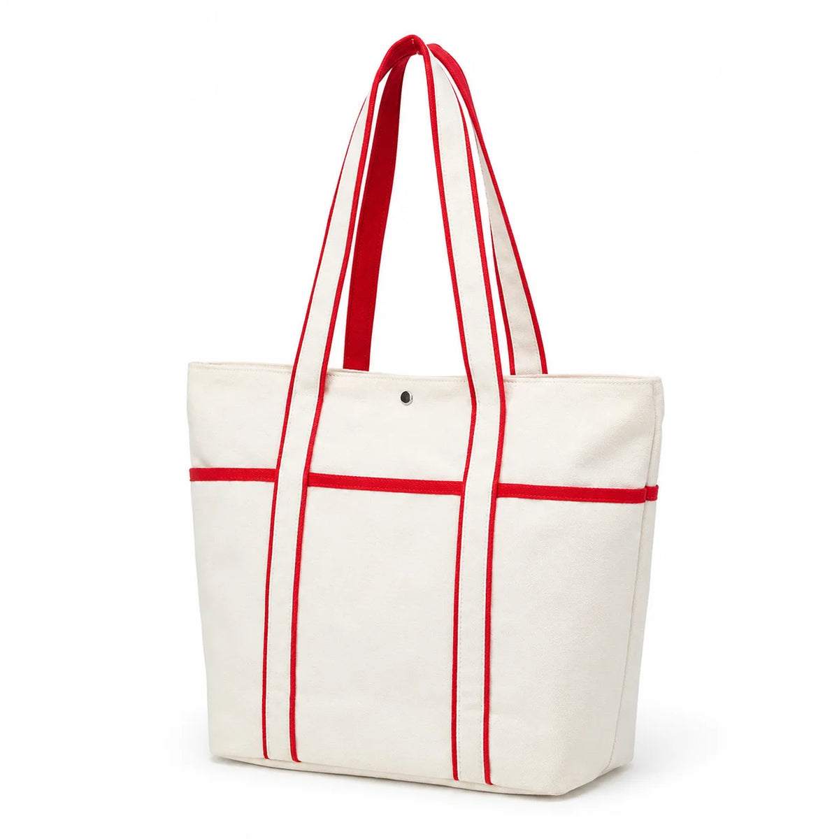 Minimalist Canvas Laptop Tote Bag with Contrast Trim | Large Capacity Office Handbag | 7-10 Days Samples