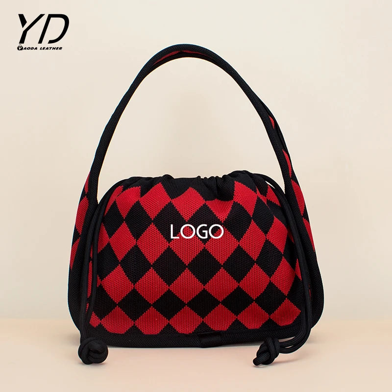 Multiple Colors Knitting Bag Wide Shoulder Strap Knitted Tote Bags Customize Women Handmade Crochet Handbags