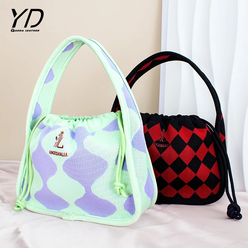 Multiple Colors Knitting Bag Wide Shoulder Strap Knitted Tote Bags Customize Women Handmade Crochet Handbags