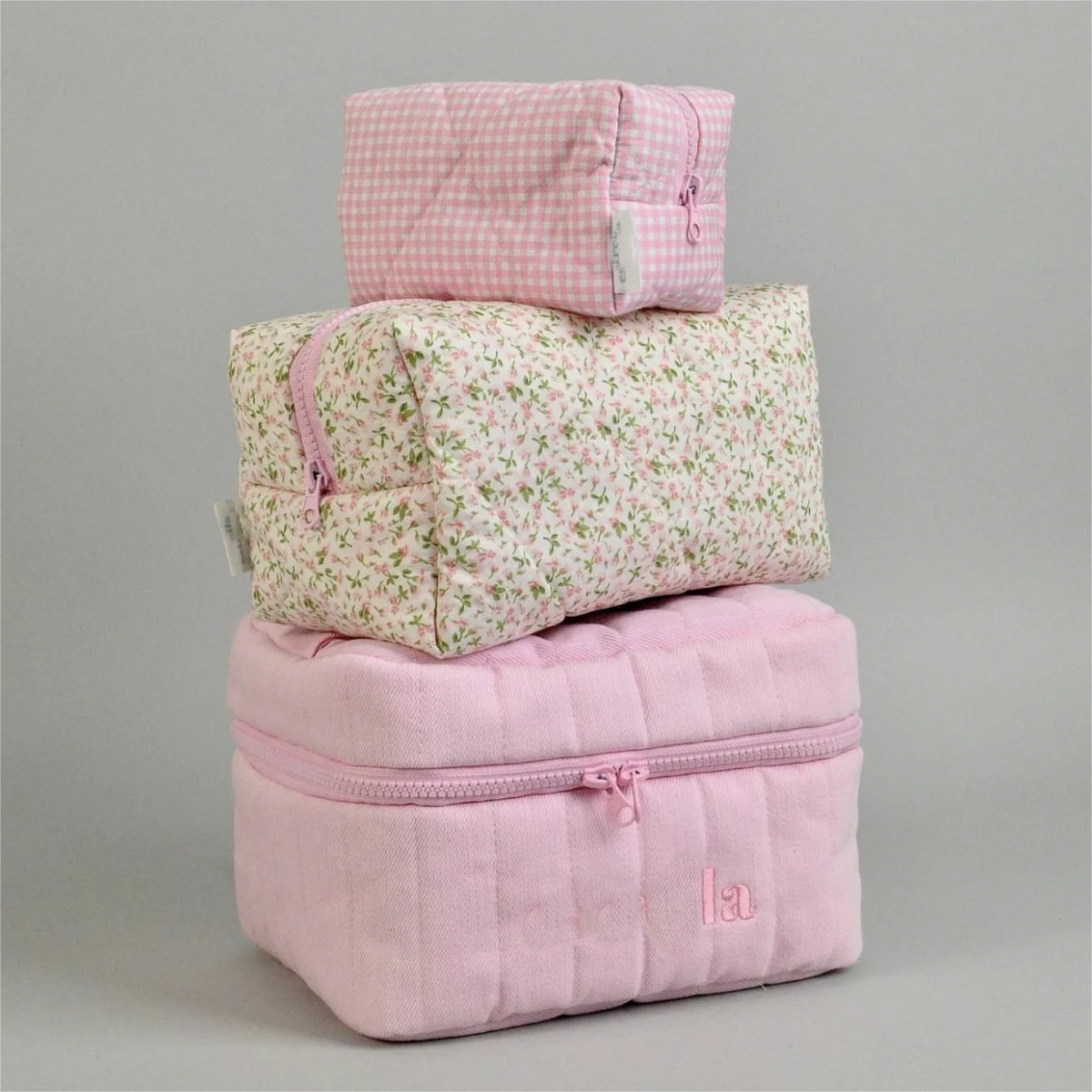 Multipurpose Quilted Vanity Velvet Makeup Pouch Custom logo Floral Printing Cosmetic Bags Embroidery Large Toiletry Cases