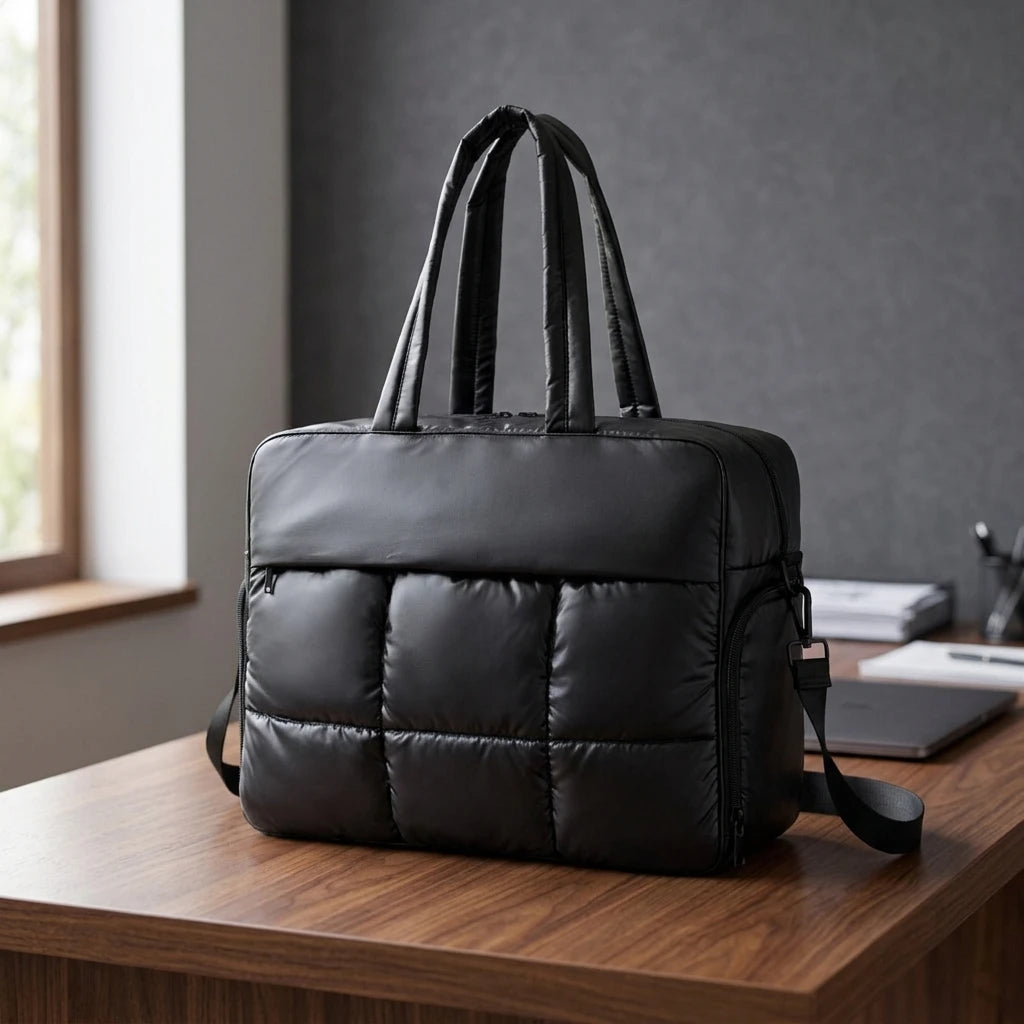 New Arrival Custom Made Soft Quilted Water Resistant Zipper Closure Puffer Handbag Fashion Wallet Nylon Padded Shopping Bag