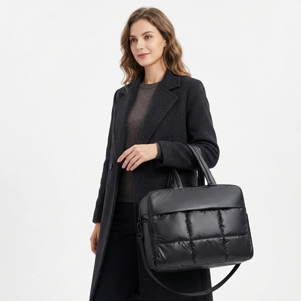 New Arrival Custom Made Soft Quilted Water Resistant Zipper Closure Puffer Handbag Fashion Wallet Nylon Padded Shopping Bag