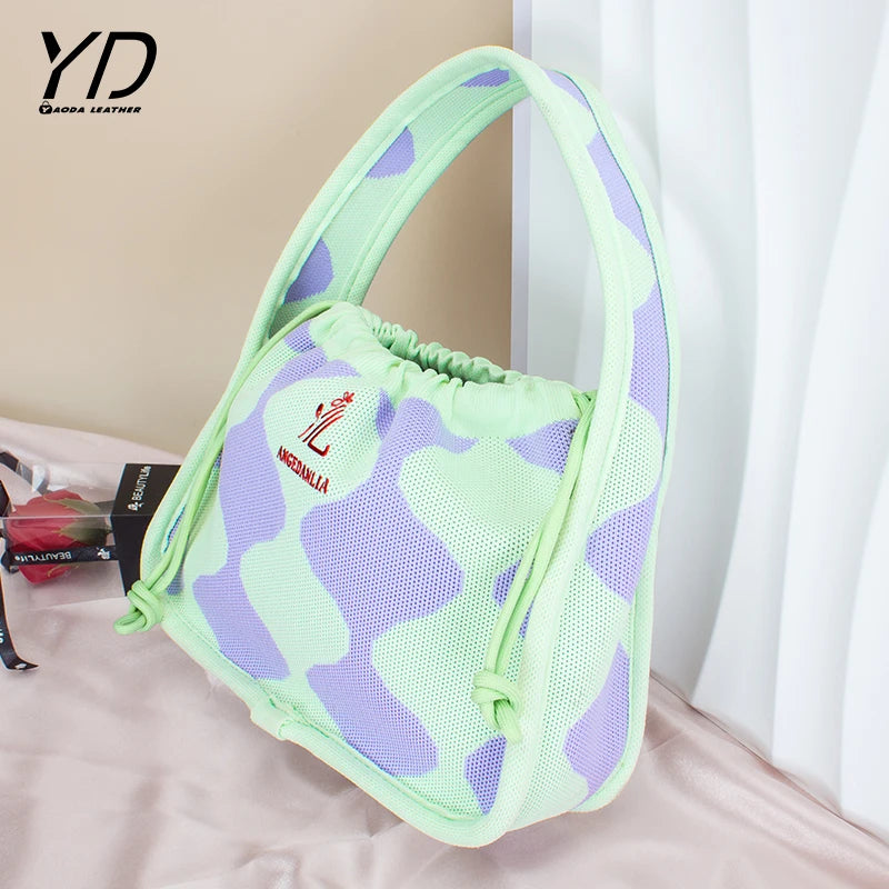 New Arrival Knitting Bag Wide Shoulder Strap Knitted Tote Bags Customize Women Handmade Crochet Handbags