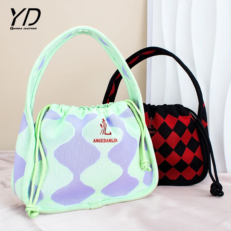 New Arrival Knitting Bag Wide Shoulder Strap Knitted Tote Bags Customize Women Handmade Crochet Handbags
