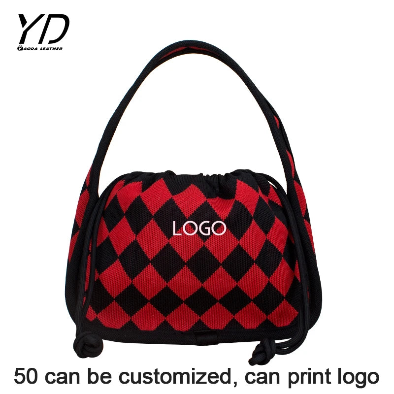 New Arrival Knitting Bag Wide Shoulder Strap Knitted Tote Bags Customize Women Handmade Crochet Handbags