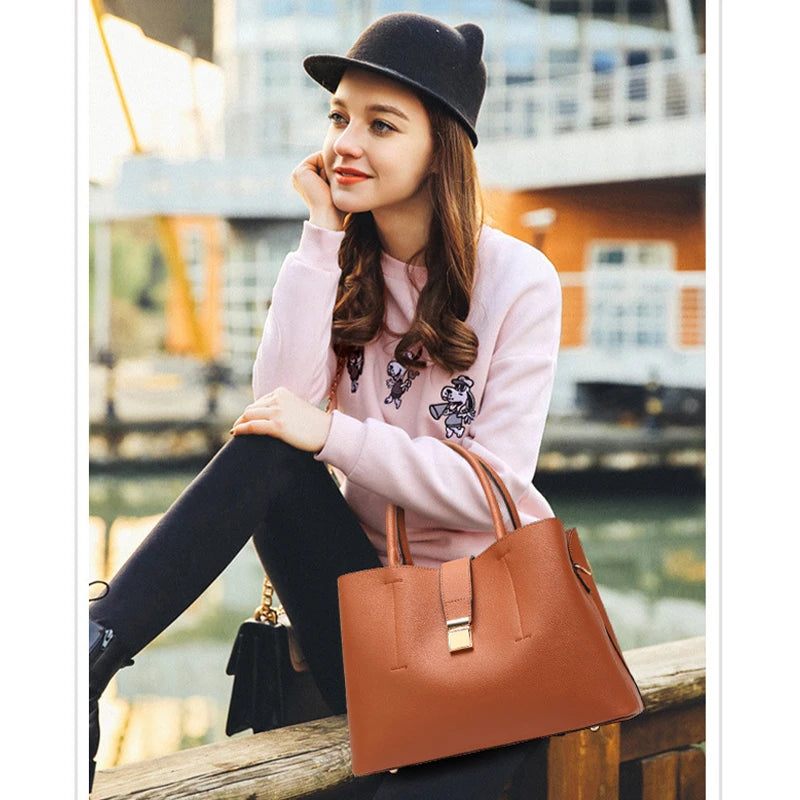 New Design Large Capacity Fashion One Shoulder Personalised logo PU Leather Tote Bags for Women