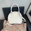 New Fashion Simple Solid Color Shell Bag with Zipper Closure and Polyester Lining Small Round Handbag All-Match