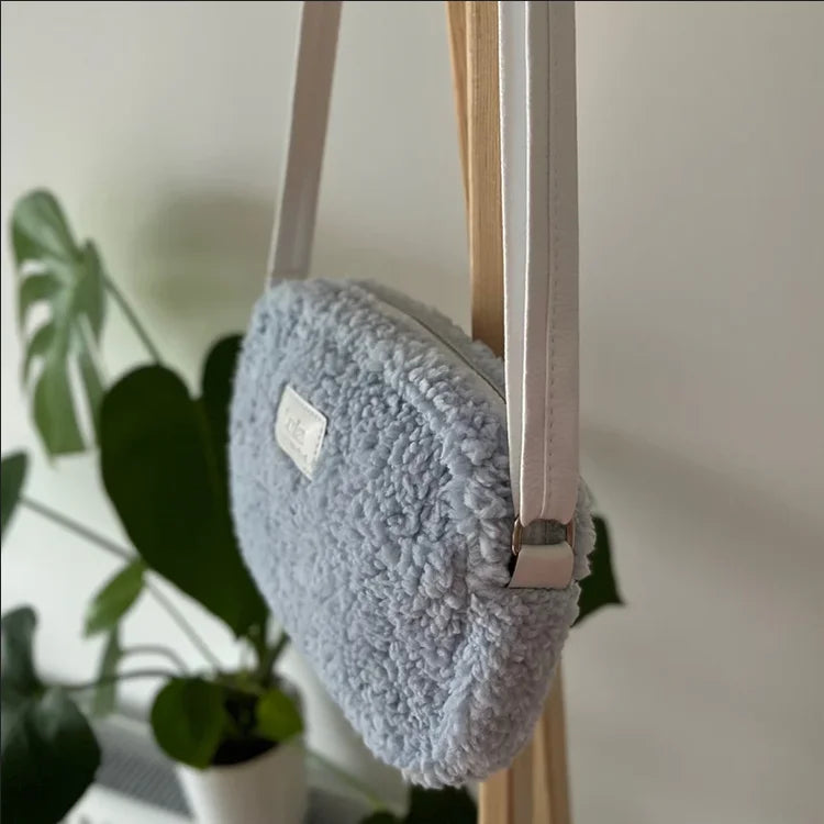 New Fashion Teddy Child Crossbody Bag Cute Fluffy Shoulder Bag Light Weight Shearling Sling Bag
