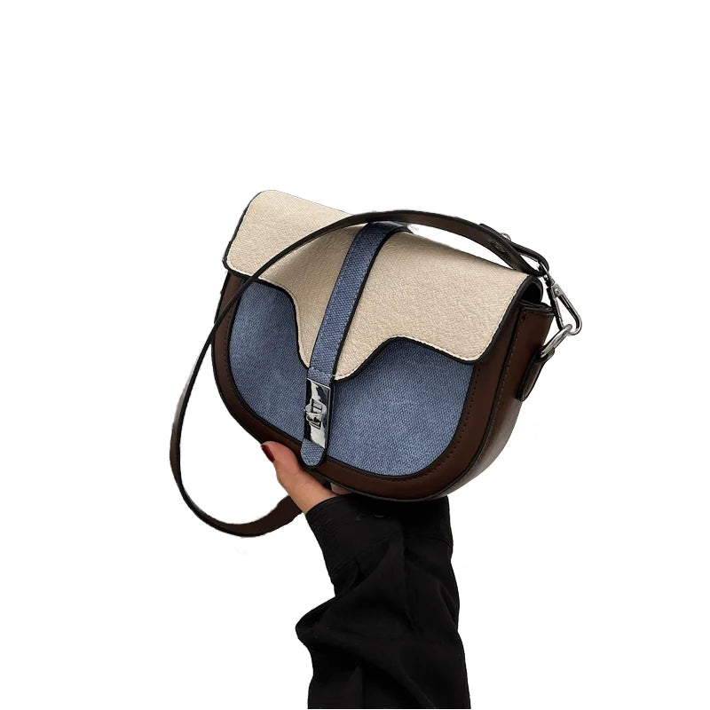 New Fashion Two Straps All Seasons Color-Blocked Light Lady Lock Handbags with Nylon Lining Portable 2026 for Women See Reviews