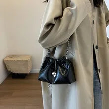 New Fashion Women's PU Solid Color Crossbody Shoulder Casual Trendy Portable Phone Bag Polyester Rope-strapped Crossbody Bag