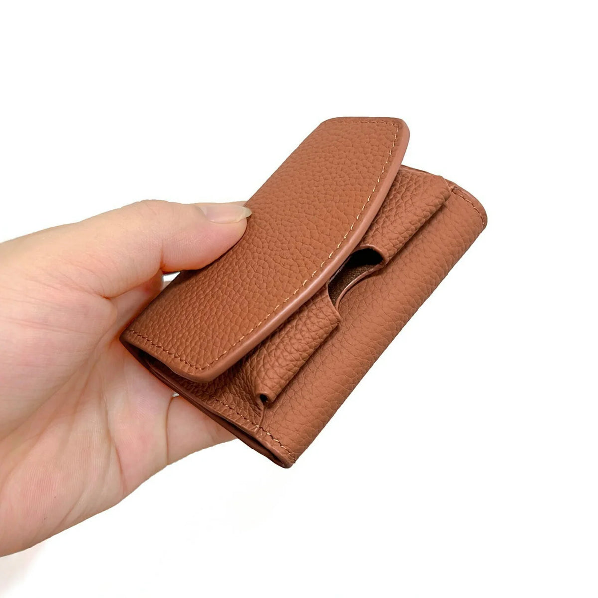 New Genuine Leather Purse Card Bags Simple Fashion Lychee Print Cowhide Fold Short Card Case Ladys Wallets
