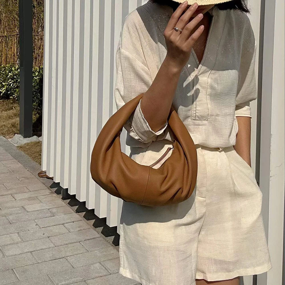 New High Quality Vegetable Tanned Cowhide Bag for Women Design Fashion Soft Genuine Leather Women's Bag