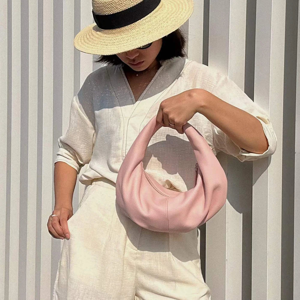 New High Quality Vegetable Tanned Cowhide Bag for Women Design Fashion Soft Genuine Leather Women's Bag