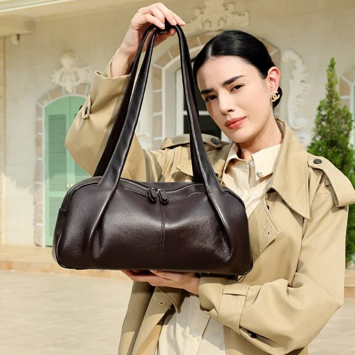 New Ladys Bags Genuine Leather Women's Shoulder Bags Underarm Bags Design Simple Fashion Cowhide handbags for Women