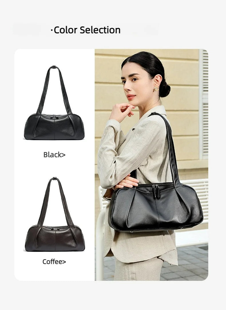 New Ladys Bags Genuine Leather Women's Shoulder Bags Underarm Bags Design Simple Fashion Cowhide handbags for Women