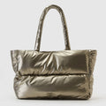 New Silver Soft Puffy Bag Fashion Padded Large Tote Bag Designer Puffer Women Shoulder Bags Nylon Waterproof Lady Handbag