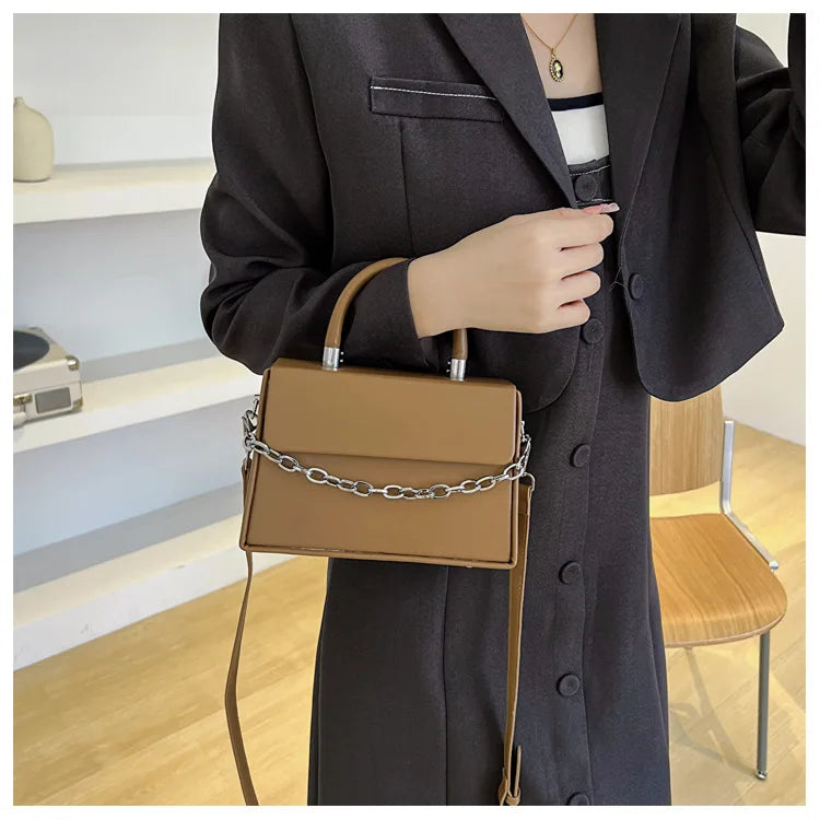 New Style Lady Fashion PU Solid Square Chain Womens Bags Handbags for Women Luxury