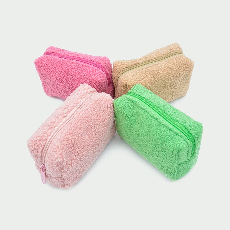 New Style Mini Teddy Cosmetic Bags Cute Furry Bag for Girls Custom LOGO