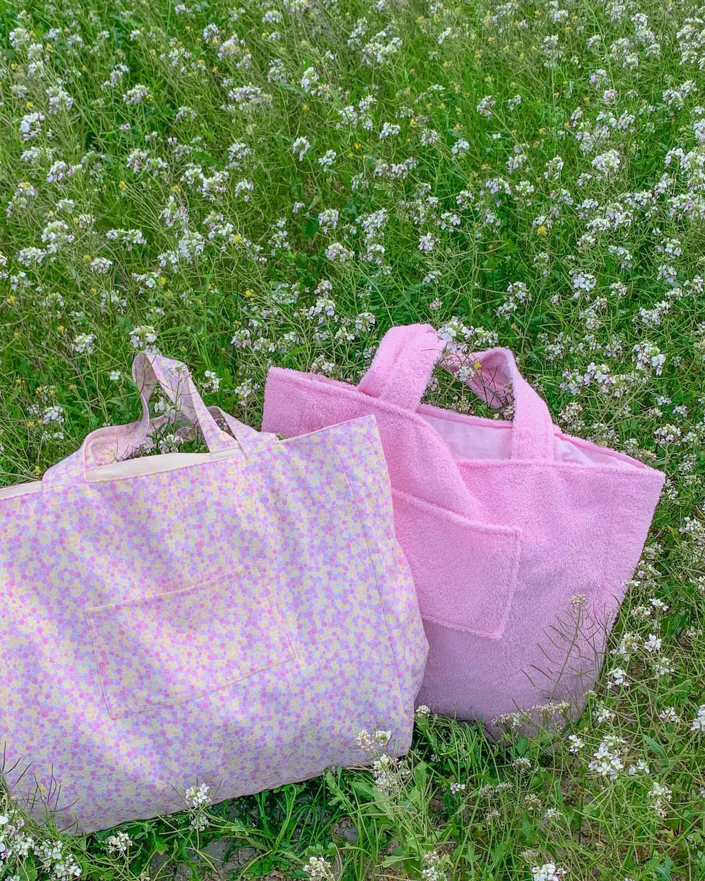 New Trendy Large Capacity Terry Cloth Tote Bag Cotton Towel Beach Bag for Women