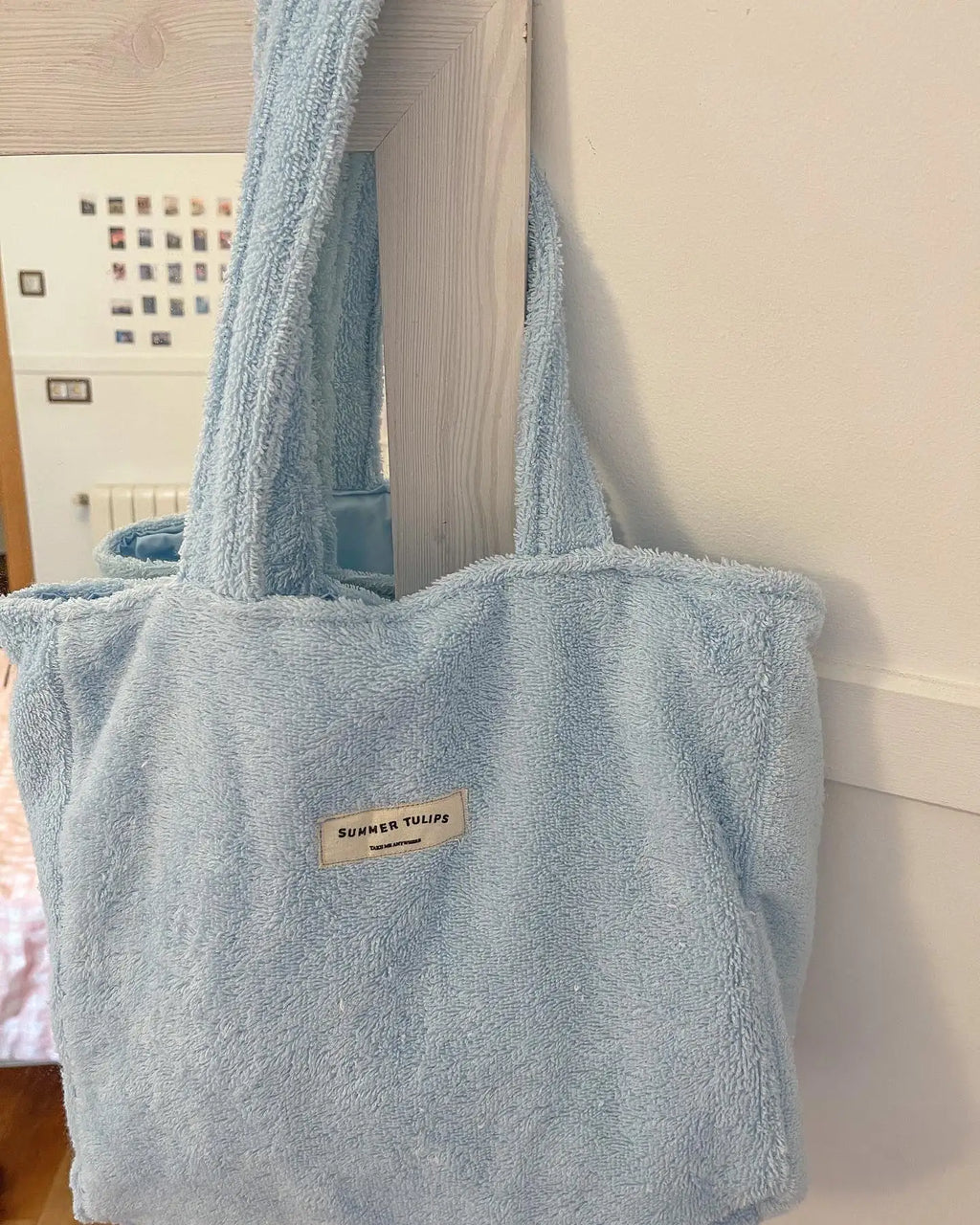 New Trendy Large Capacity Terry Cloth Tote Bag Cotton Towel Beach Bag for Women