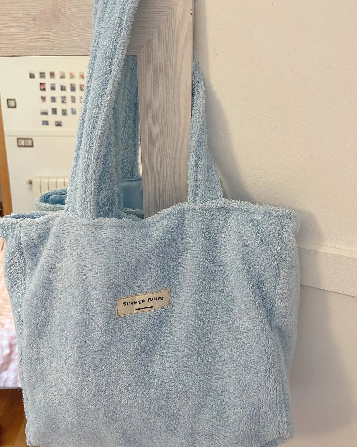 New Trendy Large Capacity Terry Cloth Tote Bag Cotton Towel Beach Bag for Women