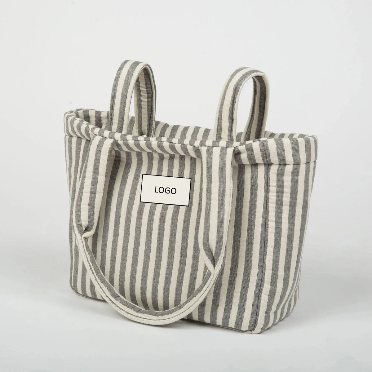 Nude Spacious Light Bag Handle Stripes Bag Lightweight Corduroy Diaper Tote Bag With Straps for Stroller Handlebar