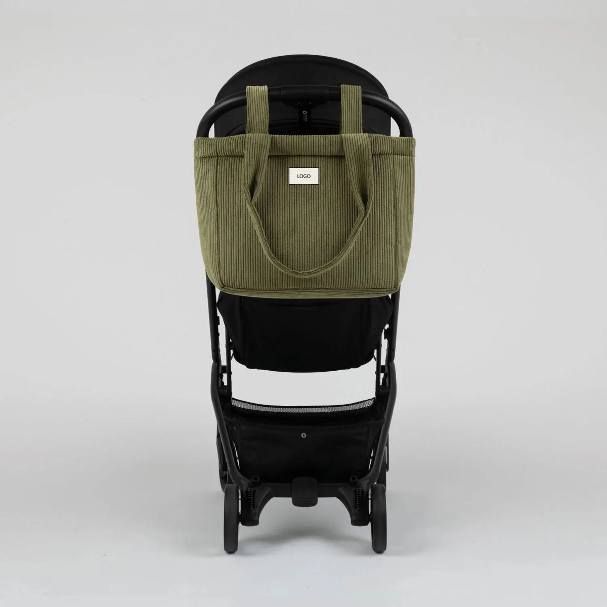 Nude Spacious Light Bag Handle Stripes Bag Lightweight Corduroy Diaper Tote Bag With Straps for Stroller Handlebar