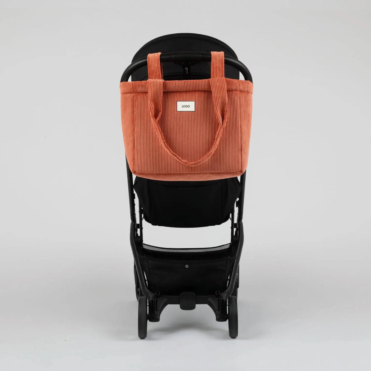 Nude Spacious Light Bag Handle Stripes Bag Lightweight Corduroy Diaper Tote Bag With Straps for Stroller Handlebar