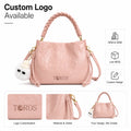 OEM Custom Crinkled Bucket Bag, Braided Drawstring Handle, Gold-Tone Hardware, Slouchy Crossbody Shoulder Bag for Wholesale