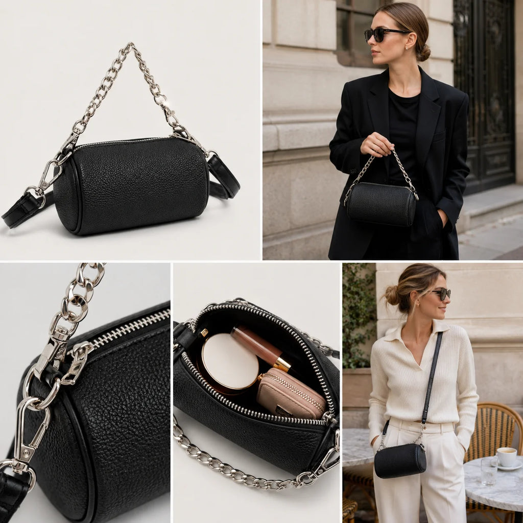 OEM Custom Logo PU Leather Structured Tote Handbag Women Zipper Closure Casual Design Chain Wholesale