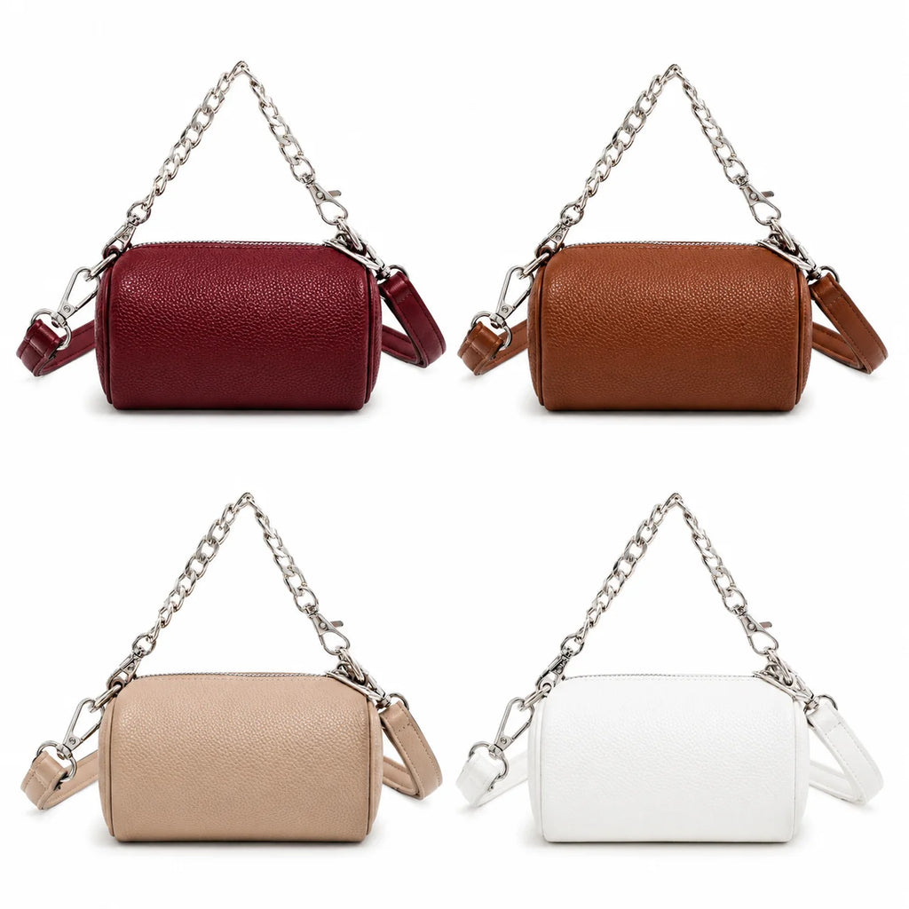 OEM Custom Logo PU Leather Structured Tote Handbag Women Zipper Closure Casual Design Chain Wholesale