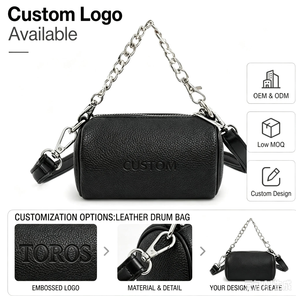 OEM Custom Logo PU Leather Structured Tote Handbag Women Zipper Closure Casual Design Chain Wholesale