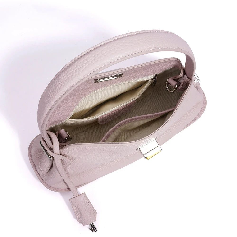 OEM Factor New Top Grain Cowhide Women's Handbags Casual Fashion Genuine Leather Ladies Underarm Bags