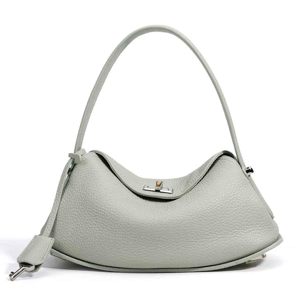 OEM Factor New Top Grain Cowhide Women's Handbags Casual Fashion Genuine Leather Ladies Underarm Bags
