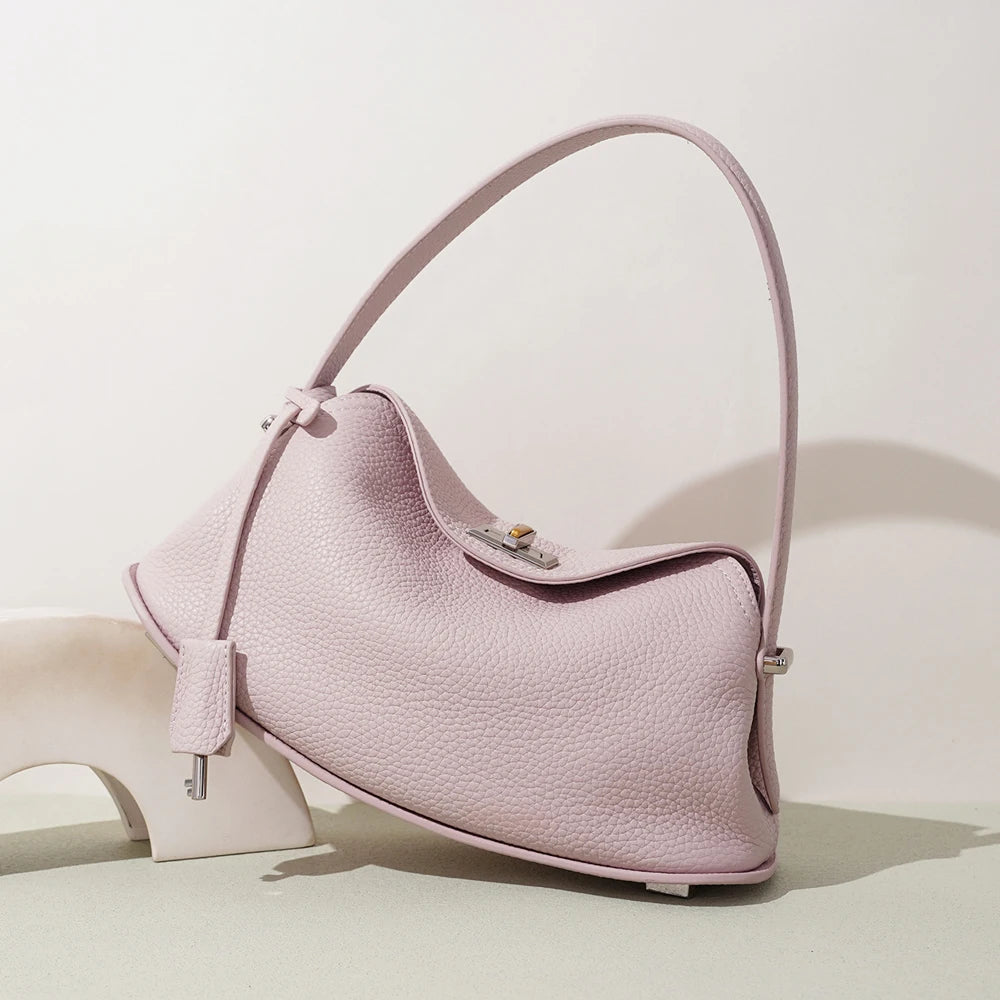 OEM Factor New Top Grain Cowhide Women's Handbags Casual Fashion Genuine Leather Ladies Underarm Bags