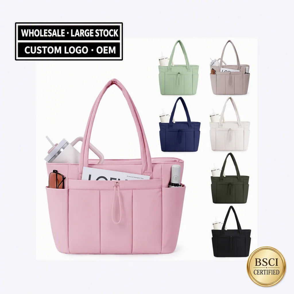 OEM Fluffy Lightweight Shoulder Tote Bag Custom Logo Private Label Soft Zipper Handbag Beach Travel Women's Bag FBA DDP Workable