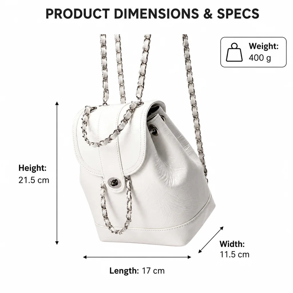 OEM LOGO Waterproof PU Womens Backpack Quilted Chain Strap Daypack Polyester Lining Interior Compartment Daily Travel