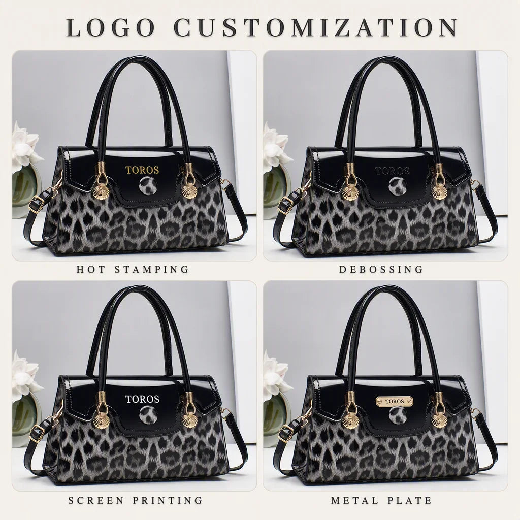 OEM Leopard Print Waterproof PU Shoulder Bag Custom Logo Private Label Low MOQ Animal Print Crossbody FBA-Ready Wholesale